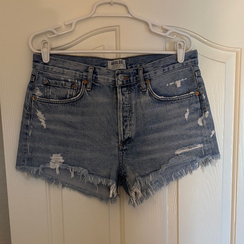 Agolde Women's Parker denim cut offs in swapmeet